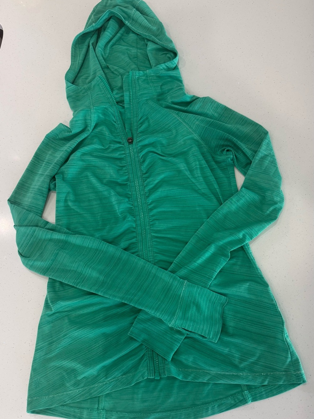 Athleta Crosscurrent zip front hooded jacket -green Active Top XS